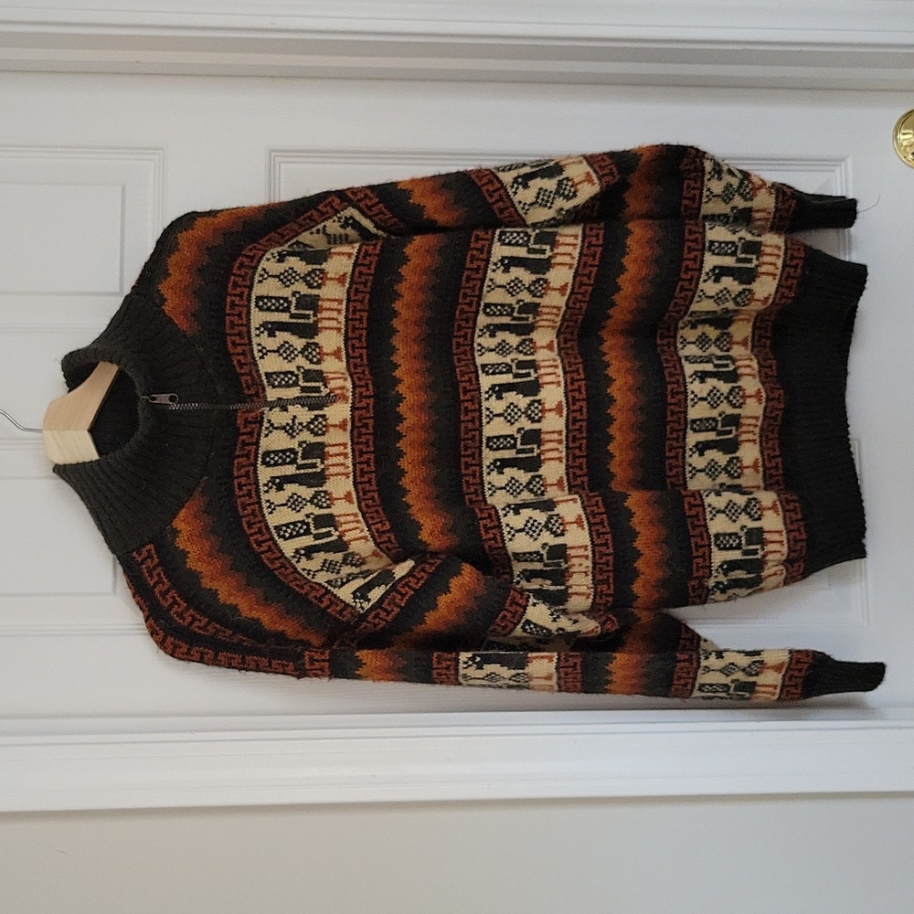 Alpaca quarter zip warm wool top, large